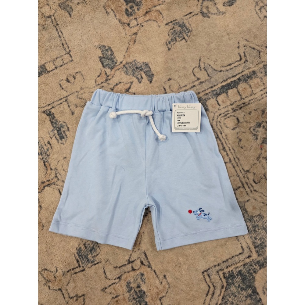NWT Kissy Kissy Infant 9 months Blue Puppy Patch Drawstring Shorts - Picture 2 of 3